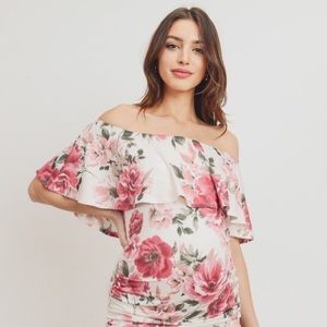NWT FLORAL OFF SHOULDER DRESS MATERNITY